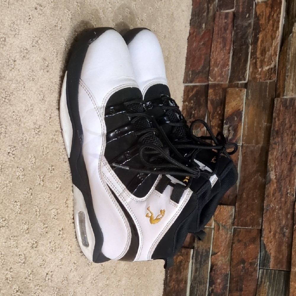 Black and White High-Top Sneakers with Gold Accent